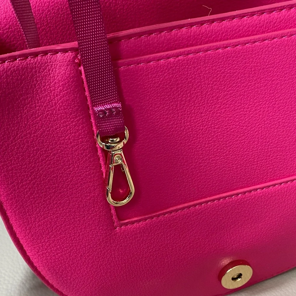 Hot Pink Crossbody Bag with Gold Hardware